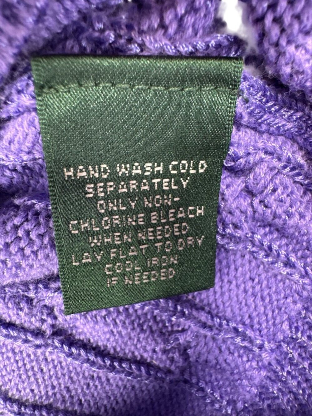 Lauren Ralph Lauren Women's L Purple Cable Knit Short Sleeve Sweater Preppy - Picture 8 of 8